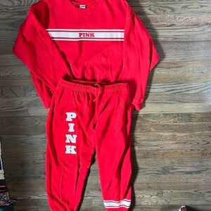PINK Sweat Set (M Red)